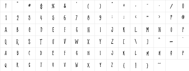 Shockbar DEMO Regular  glyph index