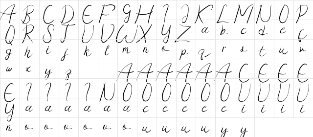 Peace Boy Demo Regular  glyph index