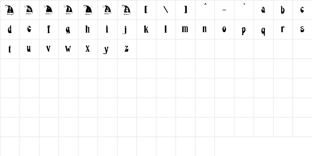 Santa's Hat Regular  glyph index