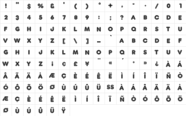 FrankfurterEF Inline  glyph index