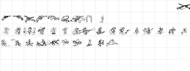 Cowboy Clips Regular  glyph index