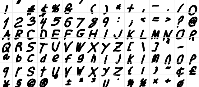 Thicker Than... Medium  glyph index