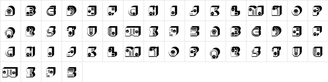 Fantasy Hollow Extruded Regular  glyph index
