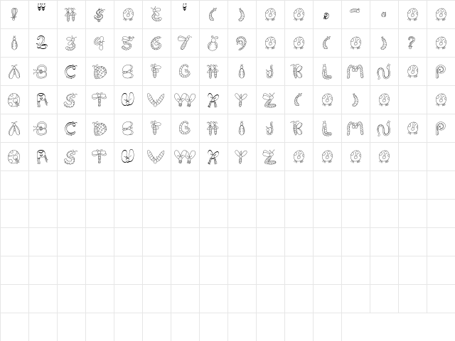 KF Bugs Regular  glyph index
