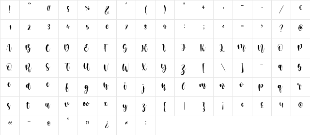 Restu Bumi Regular  glyph index