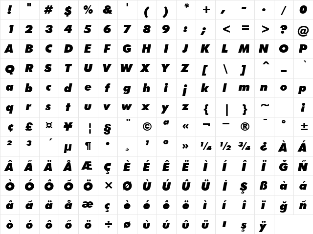 00458 Regular  glyph index