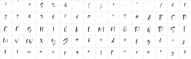 Sand Beach Regular  glyph index