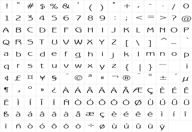 Beagle Extended Normal  glyph index