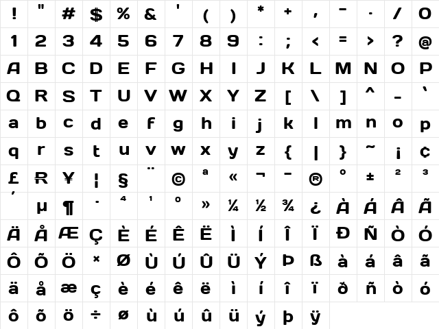 Days Regular  glyph index