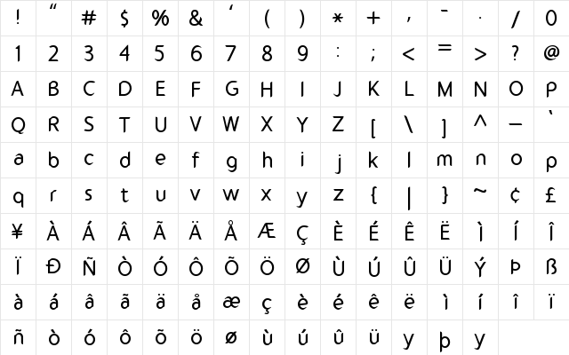 Gamelan Regular  glyph index