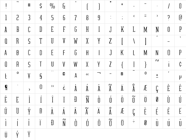 Graphium ExtraLight  glyph index