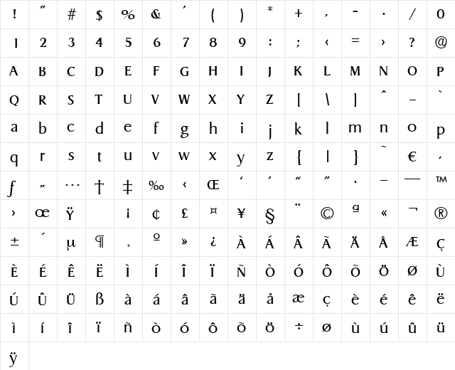 Dragon-Regular Regular  glyph index