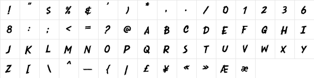 Anarchy Tantrum Regular  glyph index