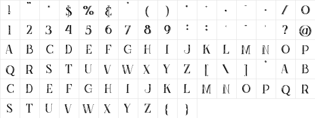 Zahra inline grunge Inline Grunge  glyph index