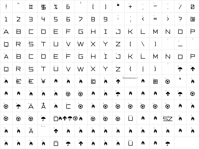 DS GS45 Regular  glyph index