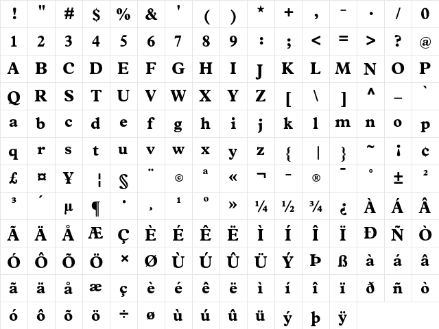 Index-Bold Regular  glyph index