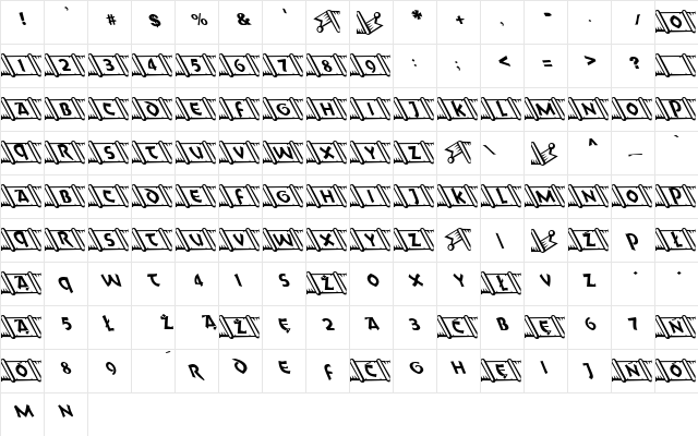 EFN Pergamin Regular  glyph index