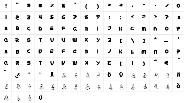 LatinChina Regular  glyph index
