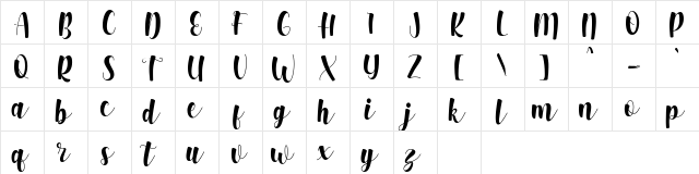 Hugwa Black  glyph index