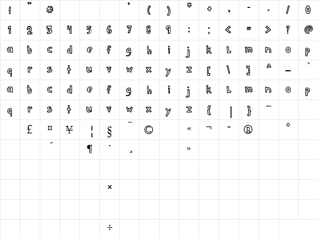 DENNE | schooLgirL Regular  glyph index