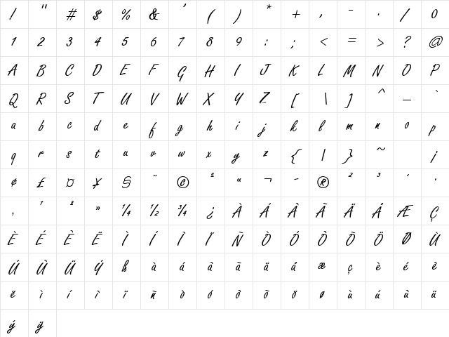 Carefree Normal  glyph index