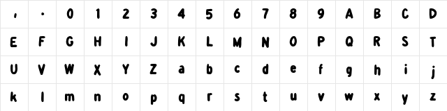 detourDork Regular  glyph index