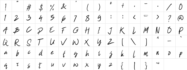 Winkdeep One Regular  glyph index