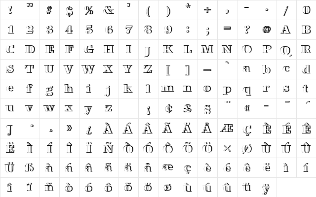 URWAntiquaTExtBolRe1 Regular  glyph index