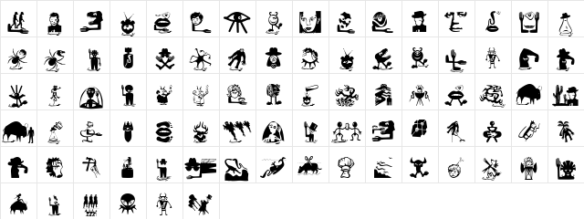 TangoSurrealism Regular  glyph index