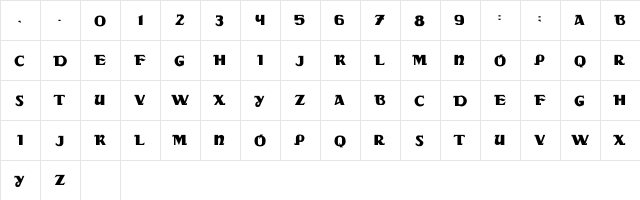 DS RadaC Regular  glyph index