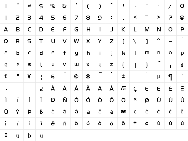RainBow6 Regular  glyph index