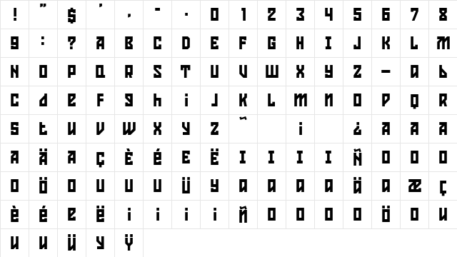 Konstruktor Regular  glyph index