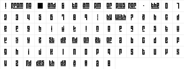 Blackout3 Light  glyph index
