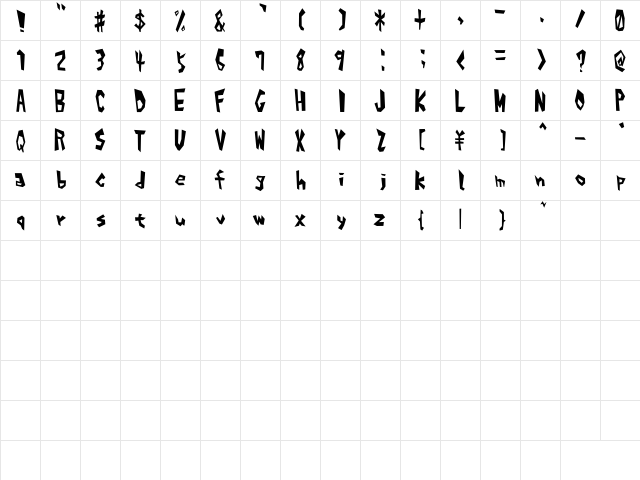 Alphabet_01 Regular  glyph index