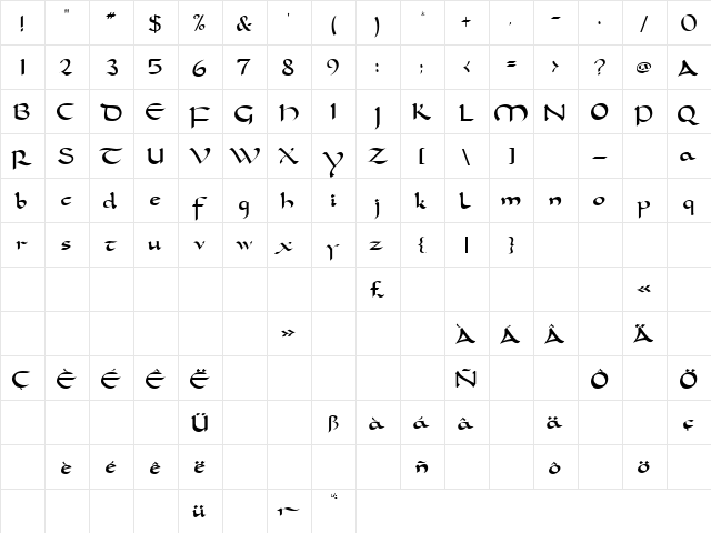 Carolingia Regular  glyph index