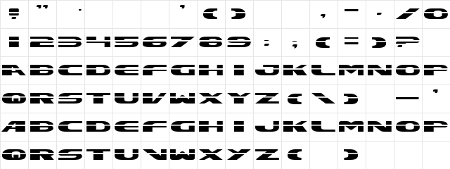 Excelerate Straight Expanded  glyph index
