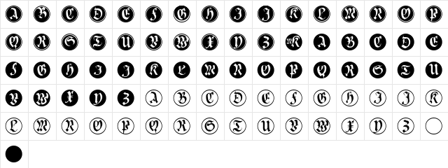 CuxhavenInitialsRound Regular  glyph index
