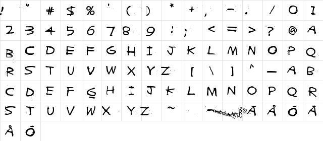 ZIGZAGZOEL Regular  glyph index
