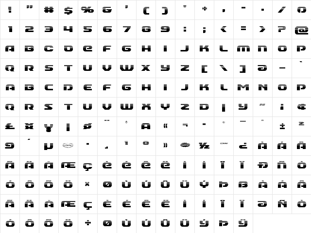 Annapolis Halftone Regular  glyph index
