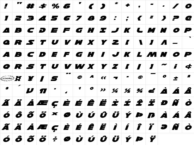 Han Solo Expanded Italic Expanded Italic  glyph index