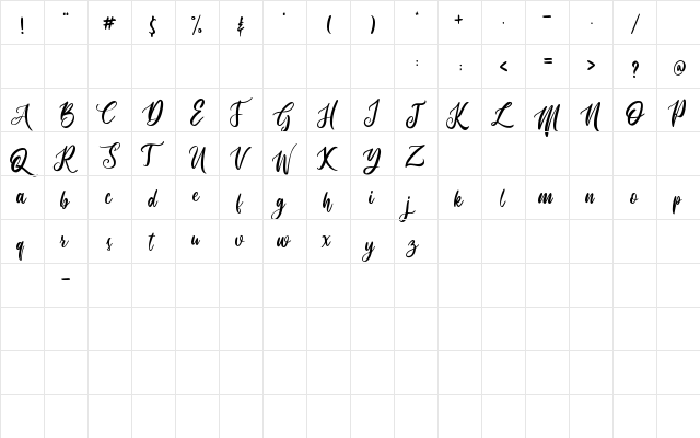 routher Regular  glyph index