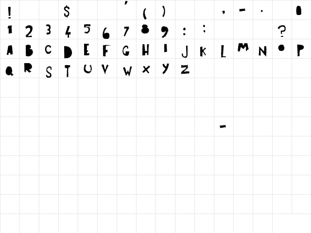 Art Post black Regular  glyph index