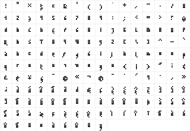 Kernfusion Regular  glyph index