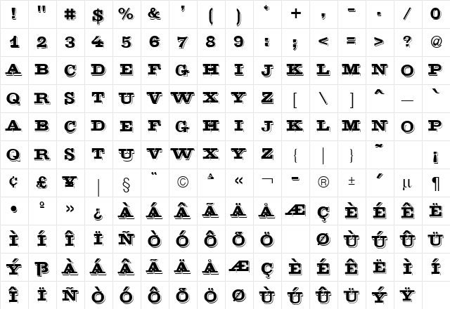 LaminaCapsSSK Regular  glyph index