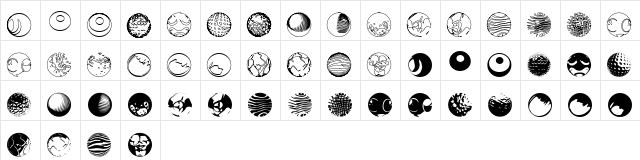 52 Sphereoids Regular  glyph index