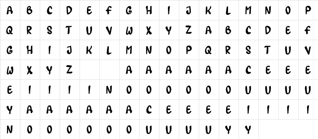 LEMATUN1 Regular  glyph index