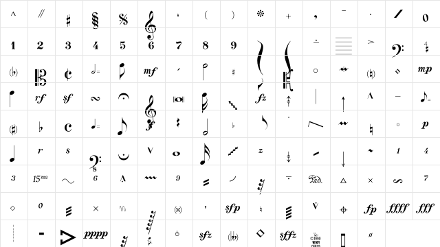 GraceNotes Regular  glyph index
