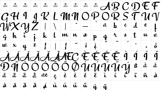 Peacemaker Regular  glyph index