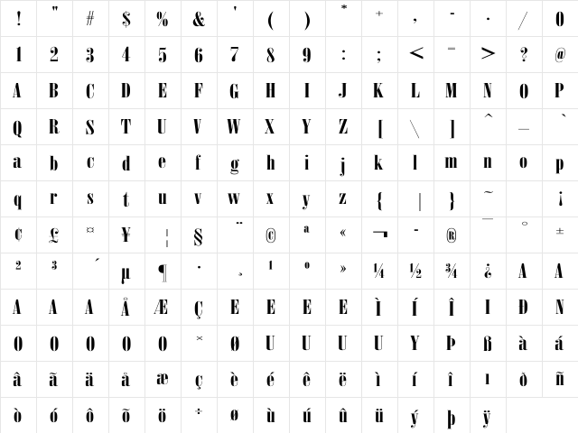 Arsis DReg Normal Regular  glyph index