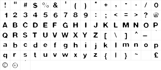 Warp 1 Regular  glyph index
